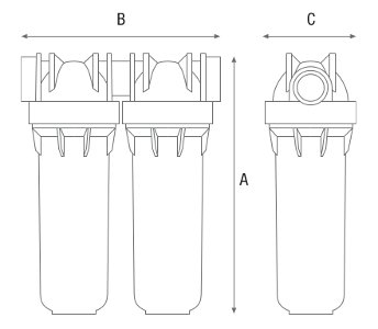 Αντιμικροβιακή Συσκευή Φιλτραρίσματος Νερού Διπλή 10″ Διαστάσεις